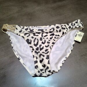 NWT Aerie Cream with Black Leopard Print Wild Cat Bikini Bottoms Size Medium